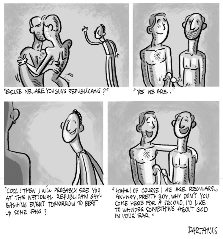 republicans, "gay bashing", gay marriage, cartoon