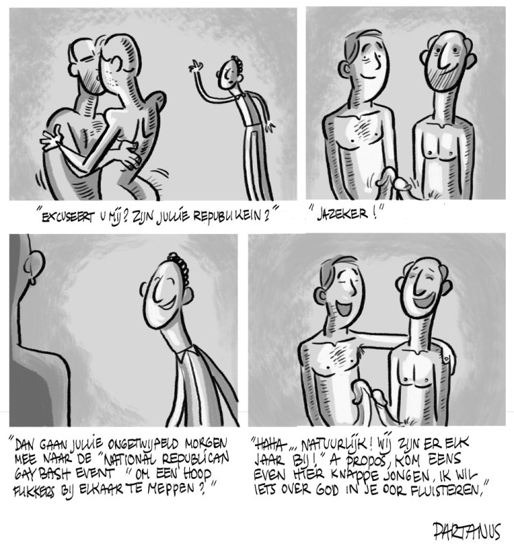 cartoon, republikeinen, Rick Santorum, "gay bashing", homo huwelijk